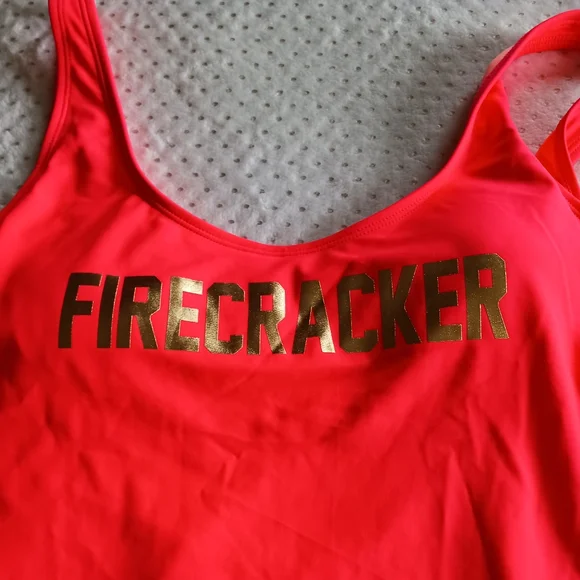 Firecracker / baywatch look alike Hig leg one-piece Red corals swimsuit size XL - Picture 3 of 10